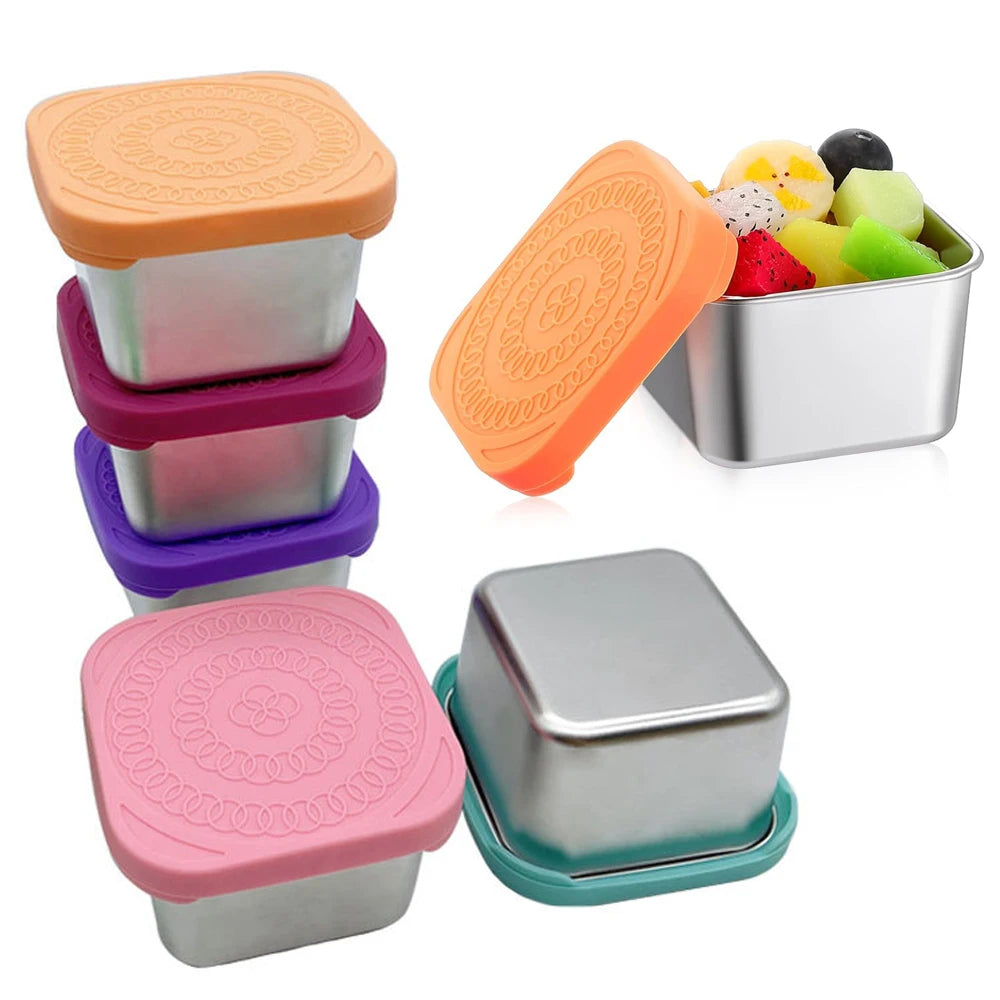 Steel snack box with silicone lid (single unit)