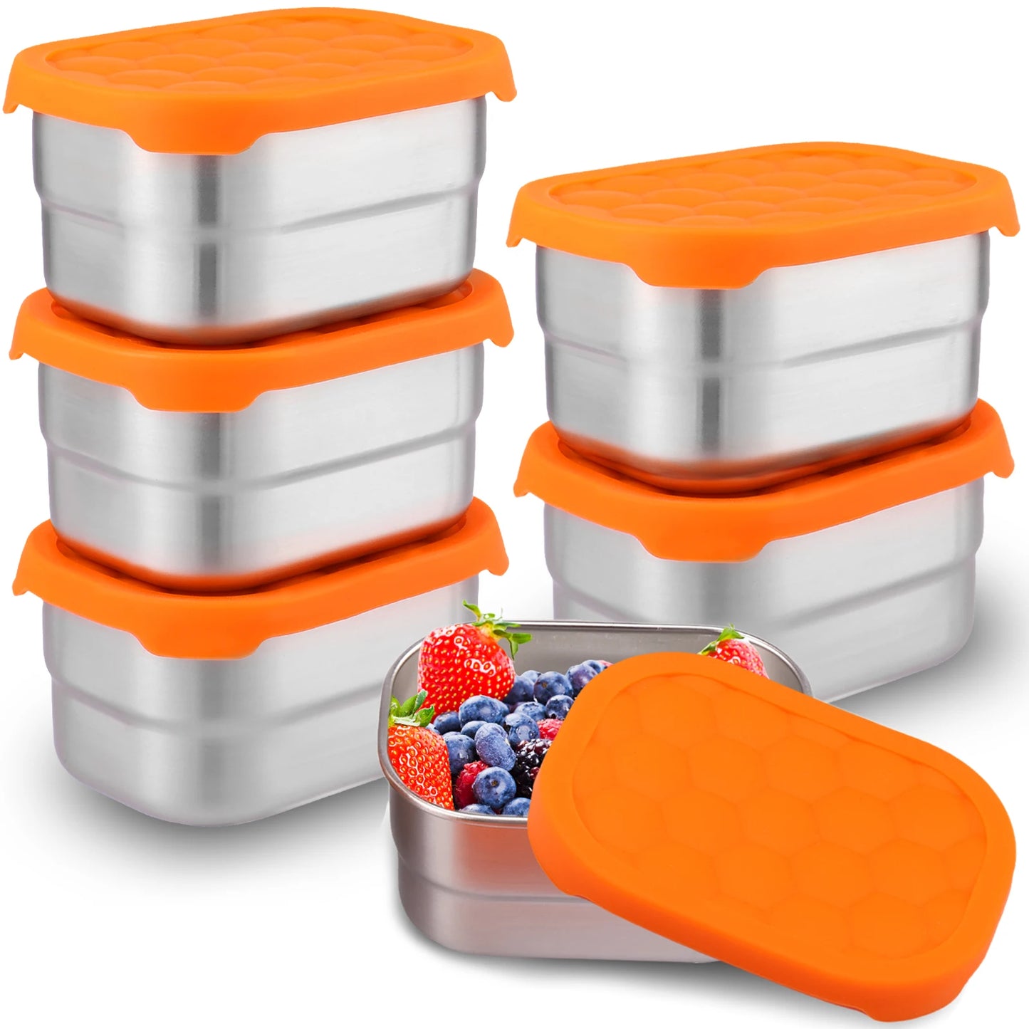 Steel snack box set with silicone lids